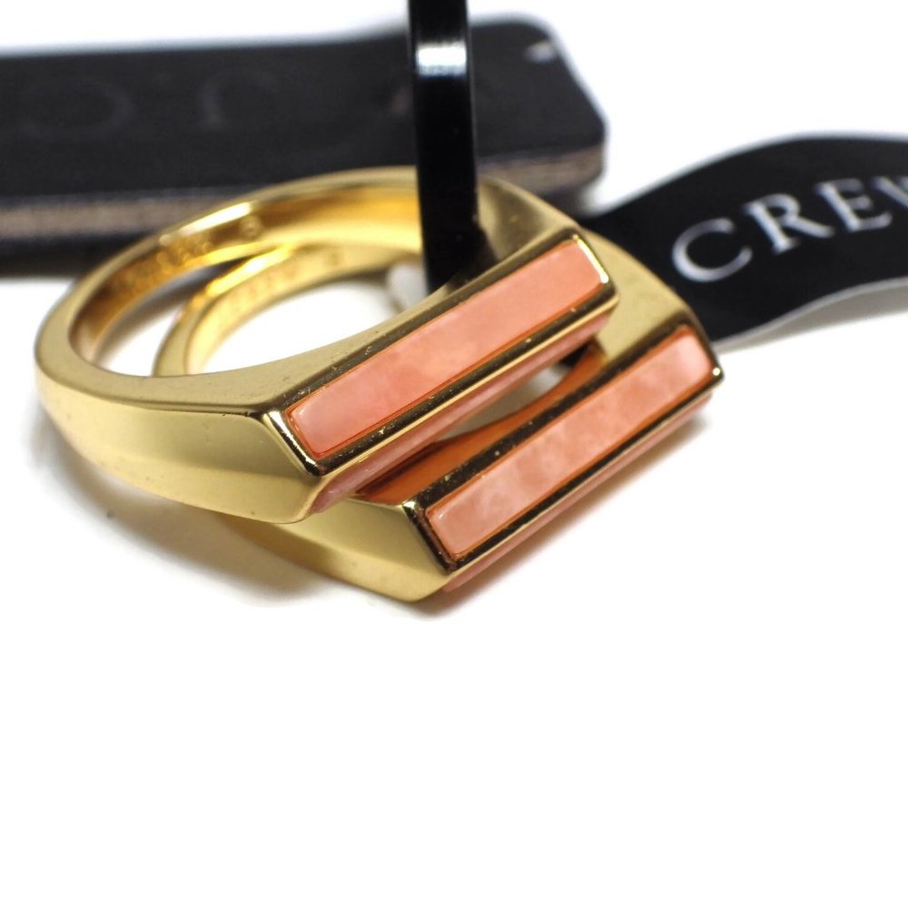 New J. Crew Semiprecious Stone Triangle-Prism Rings Set SZ 8